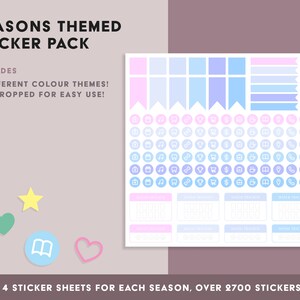 Seasons Digital Stickers | Goodnotes Stickers, Themed Digital Planner Stickers, Sticker Sheet, Digital Stickers, Sticker Pack, Fall Stickers
