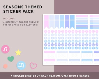 Seasons Digital Stickers | Goodnotes Stickers, Themed Digital Planner Stickers, Sticker Sheet, Digital Stickers, Sticker Pack, Fall Stickers