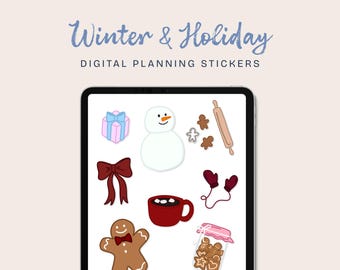 Christmas Digital Stickers | Holiday & Winter Digital Stickers, iPad stickers, goodnotes stickers, notability stickers, precropped goodnotes