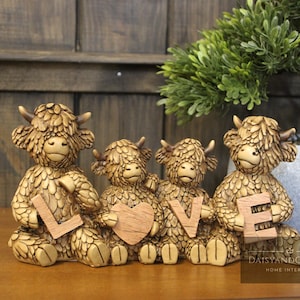 Highland Cow LOVE Ornaments