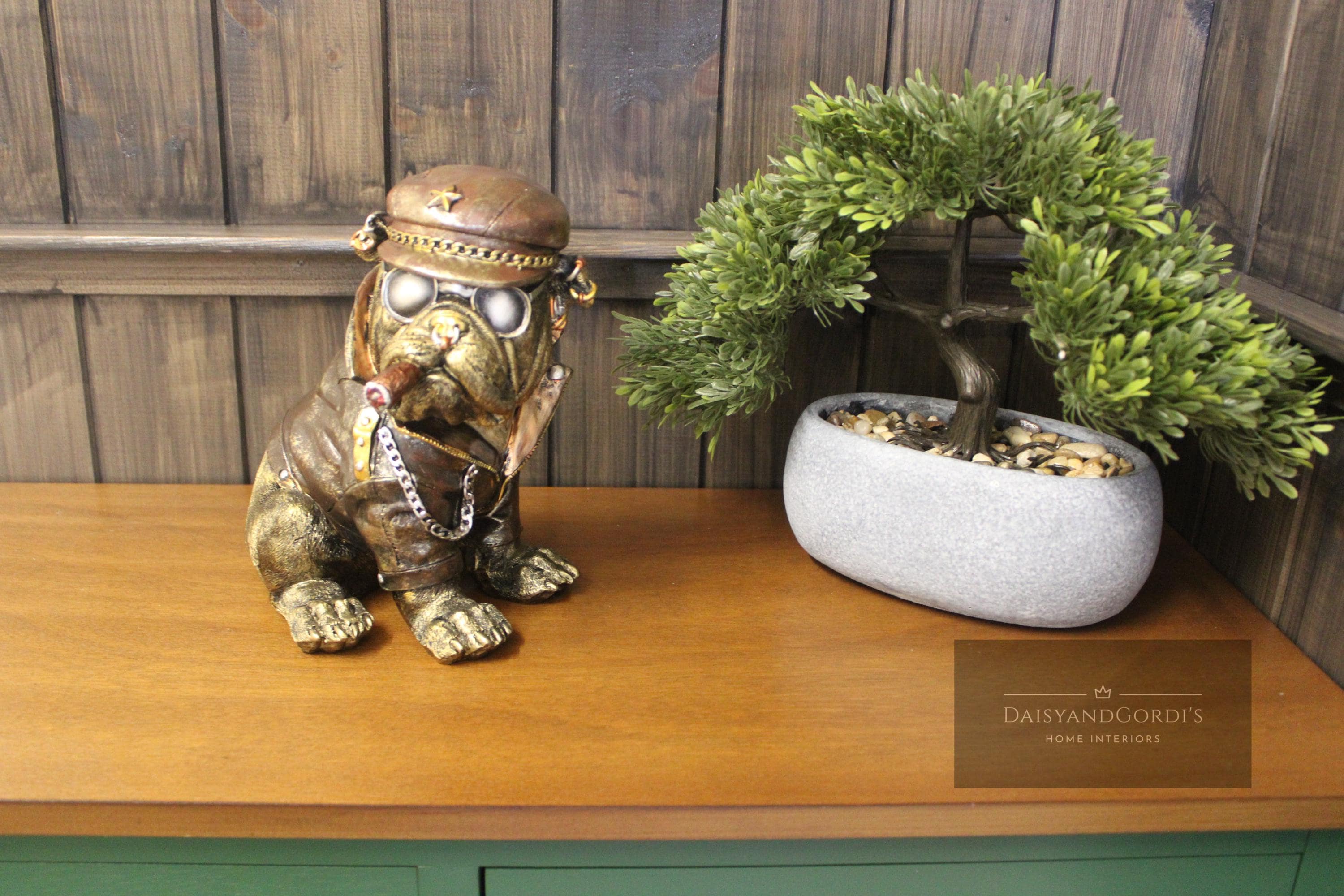 Cool Bulldog Statue With Sunglasses & Cigar, Funny Dog Decor