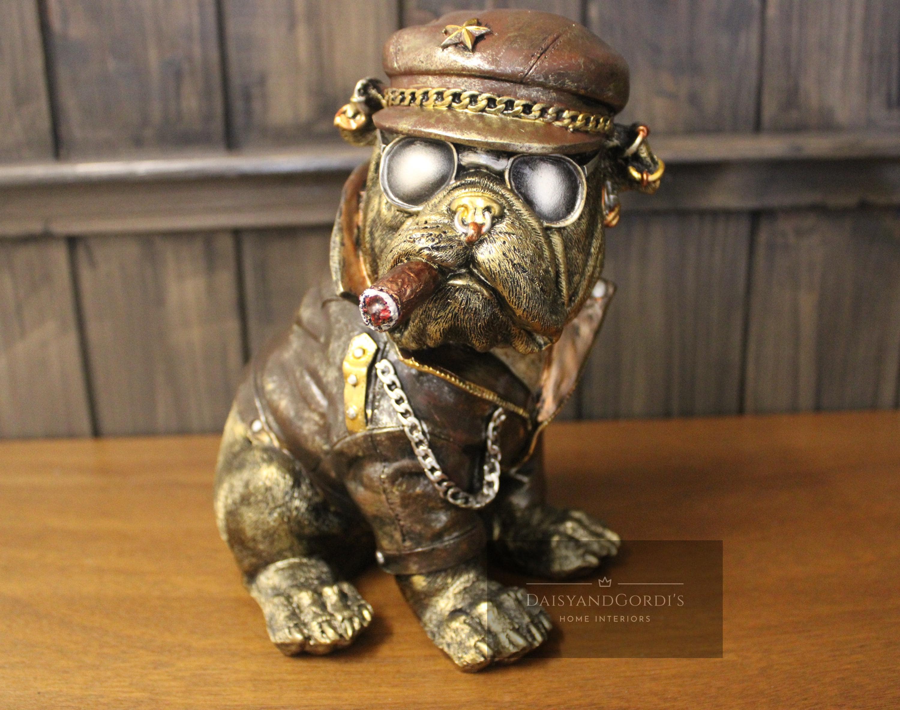 Cool Bulldog Statue With Sunglasses & Cigar, Funny Dog Decor