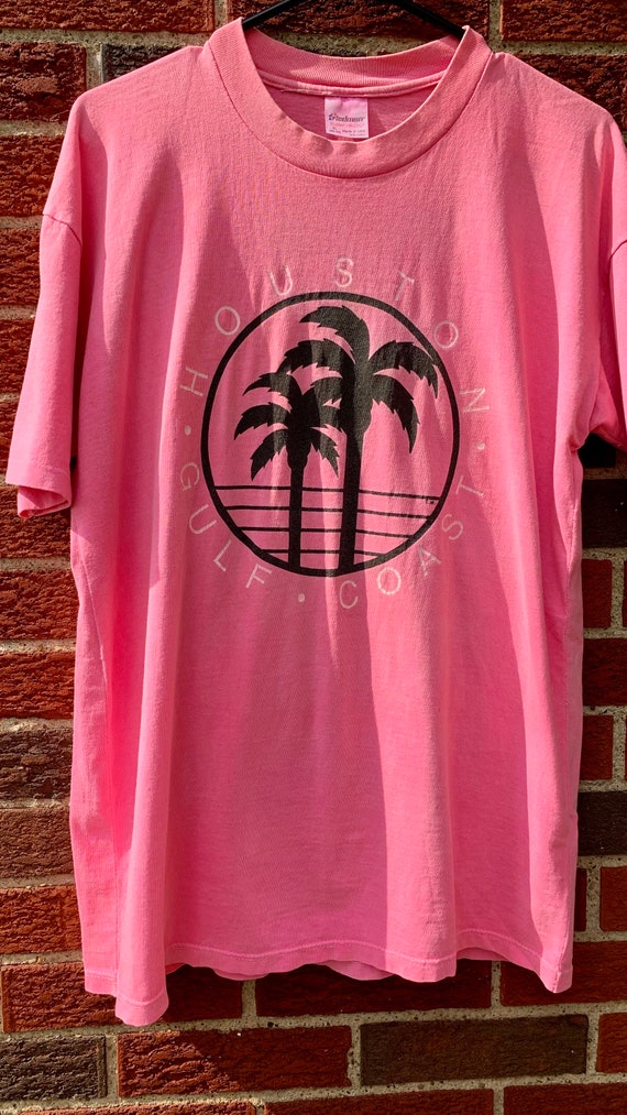Vintage Houston Gulf Coast Neon Pink Tshirt with … - image 2