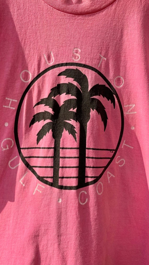 Vintage Houston Gulf Coast Neon Pink Tshirt with … - image 3