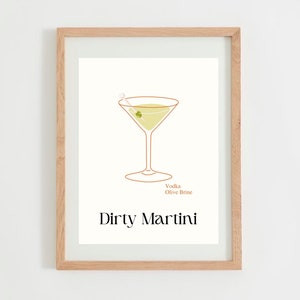 Dirty Martini Wall Art, Drink Set