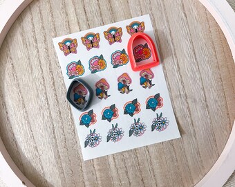 Retro 2 Clay Transfer Decals | Transfer Paper for Polymer Clay
