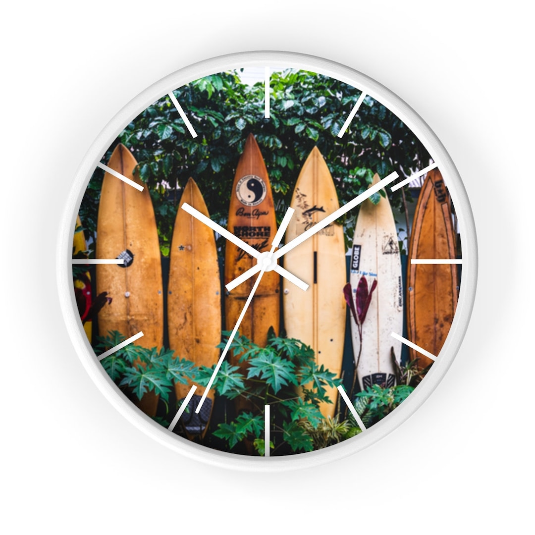 Surfboard Wall Clock, Hawaiian Decorations, Hawaiian Clock Etsy
