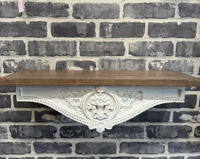 Ornate White Carved Wood Shelf