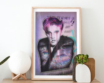 Rock and Roll Elvis Presley Mural Reproduction Vintage Enhancement Print Celebrity