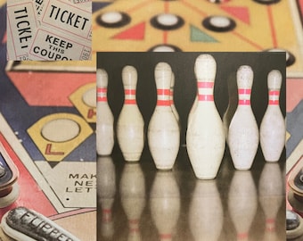 Game Room Collage Prints, Board Games, Pinball, Bowling (10 PCs)
