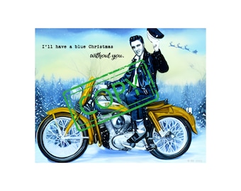 Blue Christmas Elvis Fine Art Print