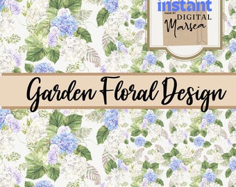 Garden Floral Seamless Pattern | Scrapbook Paper, Fabric (PDF Download)