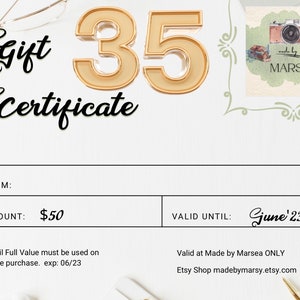 Gift Certificate Last Minute Gift  | Holiday Shop  Printable Instant Download  | Holiday Gift
