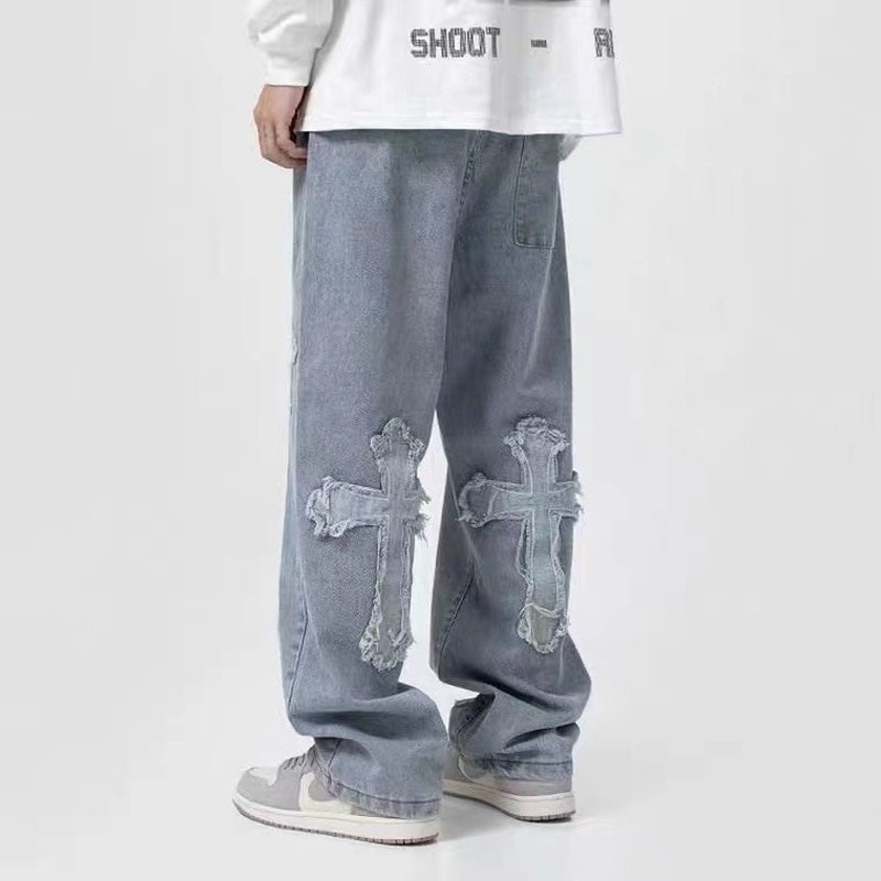 Y2K Men Korean Fashion Streetwear Hip Hop Low Rise Baggy Jeans - Etsy