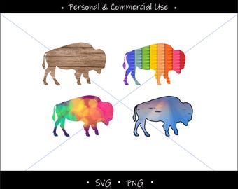 Rainbow Buffalo SVG, PNG, Buffalo NY Art (Digital File)