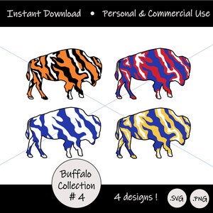 Cores esportivas em forma de búfalo, cores de times esportivos de búfalo, arquivo digital para fazer artesanato local; arquivo de design digital SVG PNG; arte de Buffalo NY