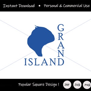 Fichier numérique de forme carrée Grand Island pour l'artisanat local à thème ; oeuvre d'art bleue et blanche de Grand Island à New York