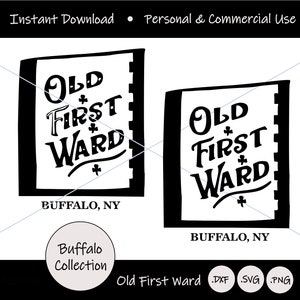 Ancien graphique First Ward Buffalo, sous forme de fichier numérique pour la fabrication ; Fichier de conception SVG PNG DXF