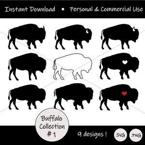 Formes de buffle sous forme de fichier numérique pour la fabrication d'objets artisanaux locaux ; Fichier de conception numérique SVG PNG pour l'art Buffalo NY