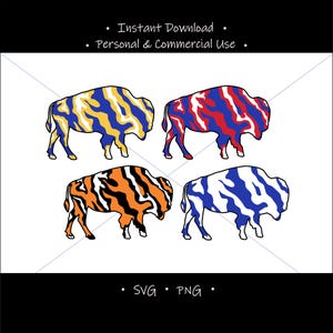 Sport colors buffalo shape - SVG PNG digital design file - football and hockey