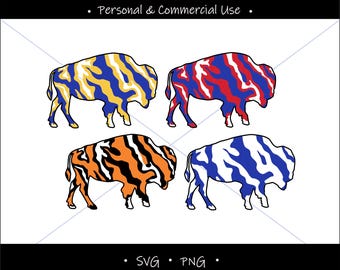 Sport colors buffalo shape - SVG PNG digital design file - football and hockey