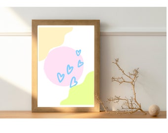 Impresión de pared minimalista / Impresión de pared pastel / Impresión de arte digital / Descarga digital / Arte imprimible