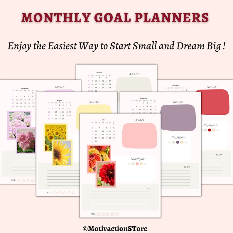 2023 Yearly Planner Year at A Glance Monthly Review Yearly Overview