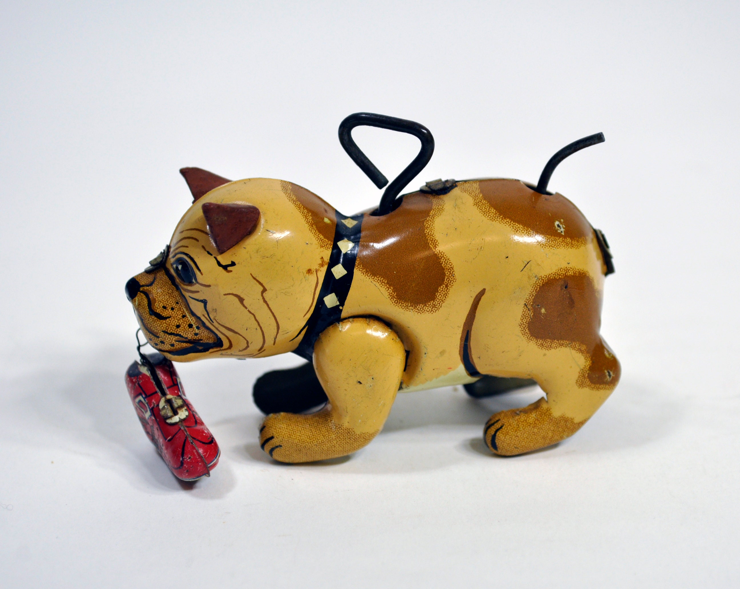 Made in Japan wind up flipping French dog with red beret and red collar! agrohort.ipb.ac.id