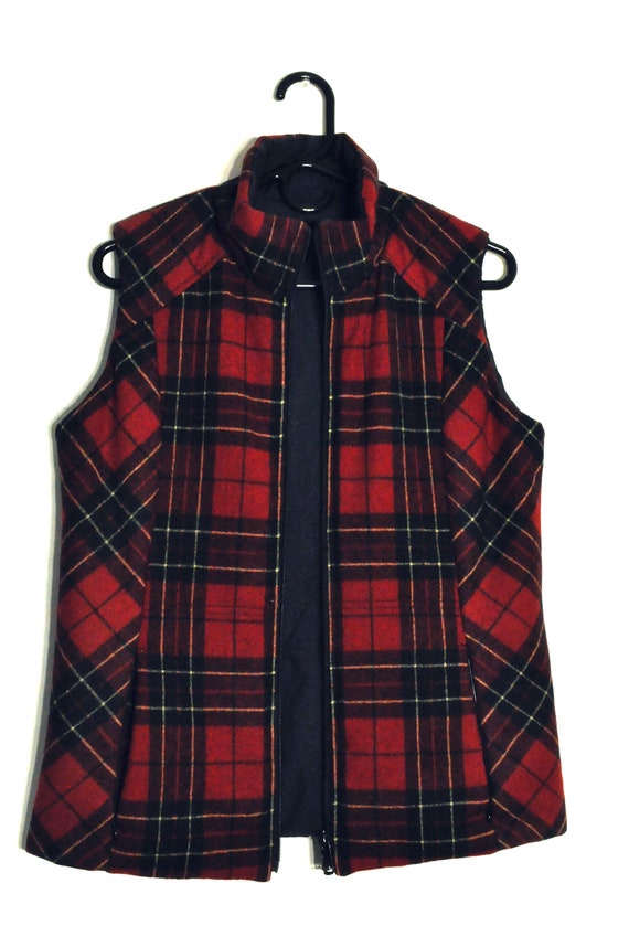 Pendelton Wool Red Plaid Womens Vest