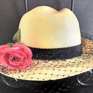 Adolfo Beige Hat with White Rose Detail 3 Vintage Women main image 2