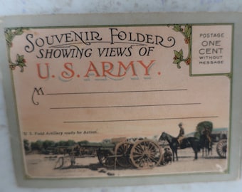 1918 WWI US Army Souvenir Postkartenmappe