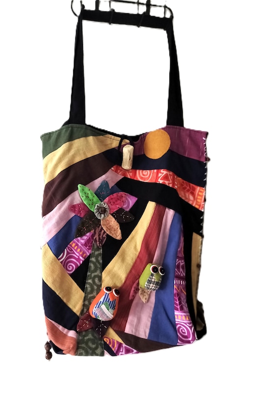 Handmade Patchwork Fabric Large "Snug Bugs" Tote … - image 1