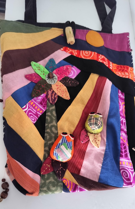 Handmade Patchwork Fabric Large "Snug Bugs" Tote … - image 5