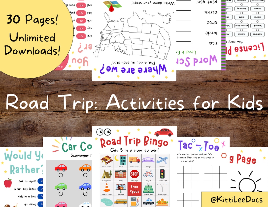 Road Trip Activities for Kids - Printable PDF - Games for Kids - USA ...