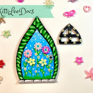 Fairy Door - Flower Garden - Hand Painted - Magical Home/Garden/Wall Decor