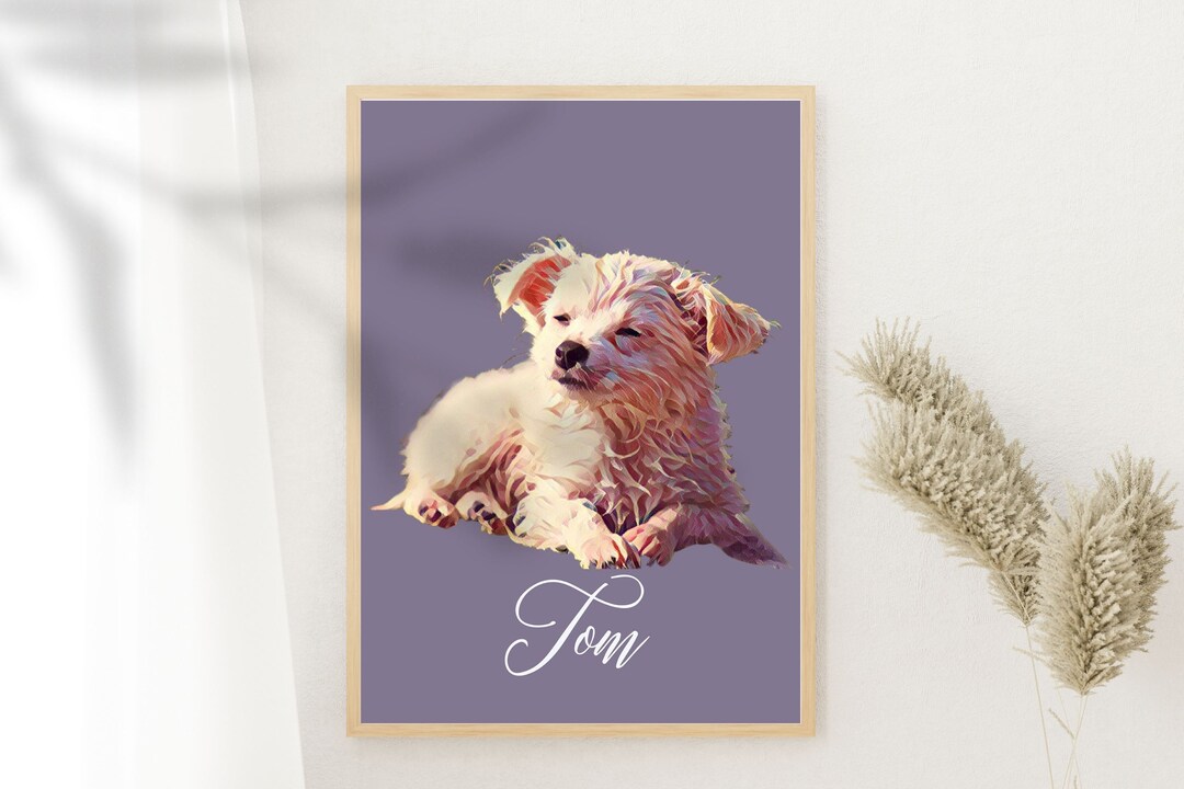 Printable Custom Pet Portrait Wall Art Personalized Dog Etsy