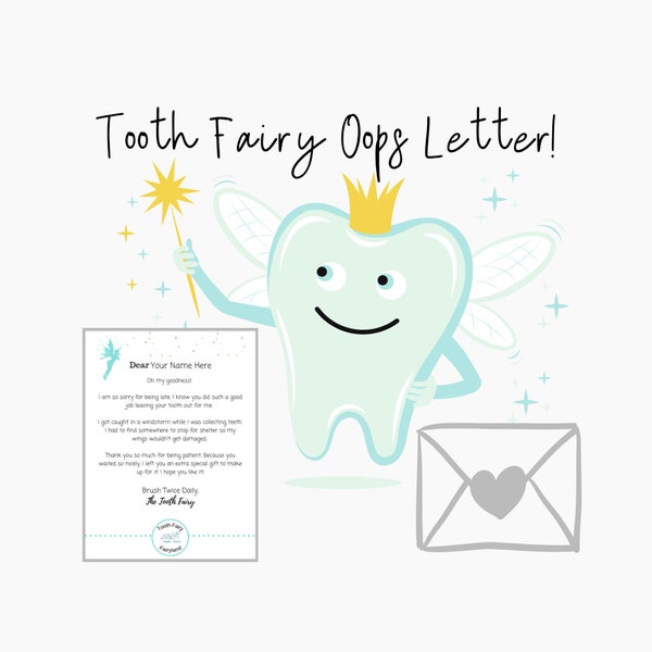 Tooth Fairy Oops Letter/ Edit-Ready Digital Print