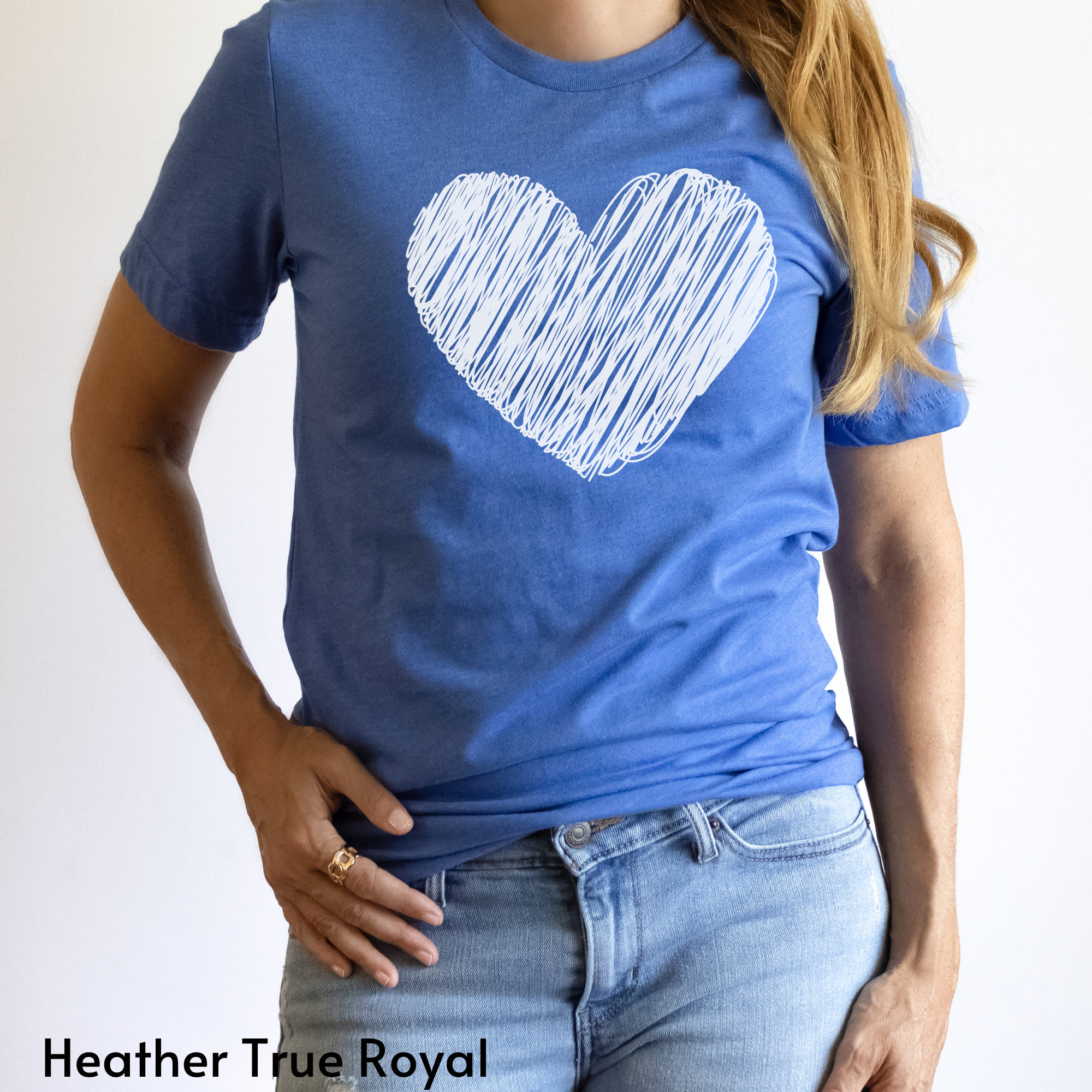 シャツ DOODLE HEART STRIPE HALF T SKY BLUE LTS Tall Navy Blue Striped T-shirt | Long Tall Sally