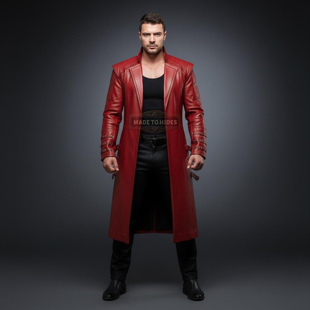 Duster Custom Handmade Red Genuine Leather Trench Coat | Custom Long Cosplay Overcoat ...