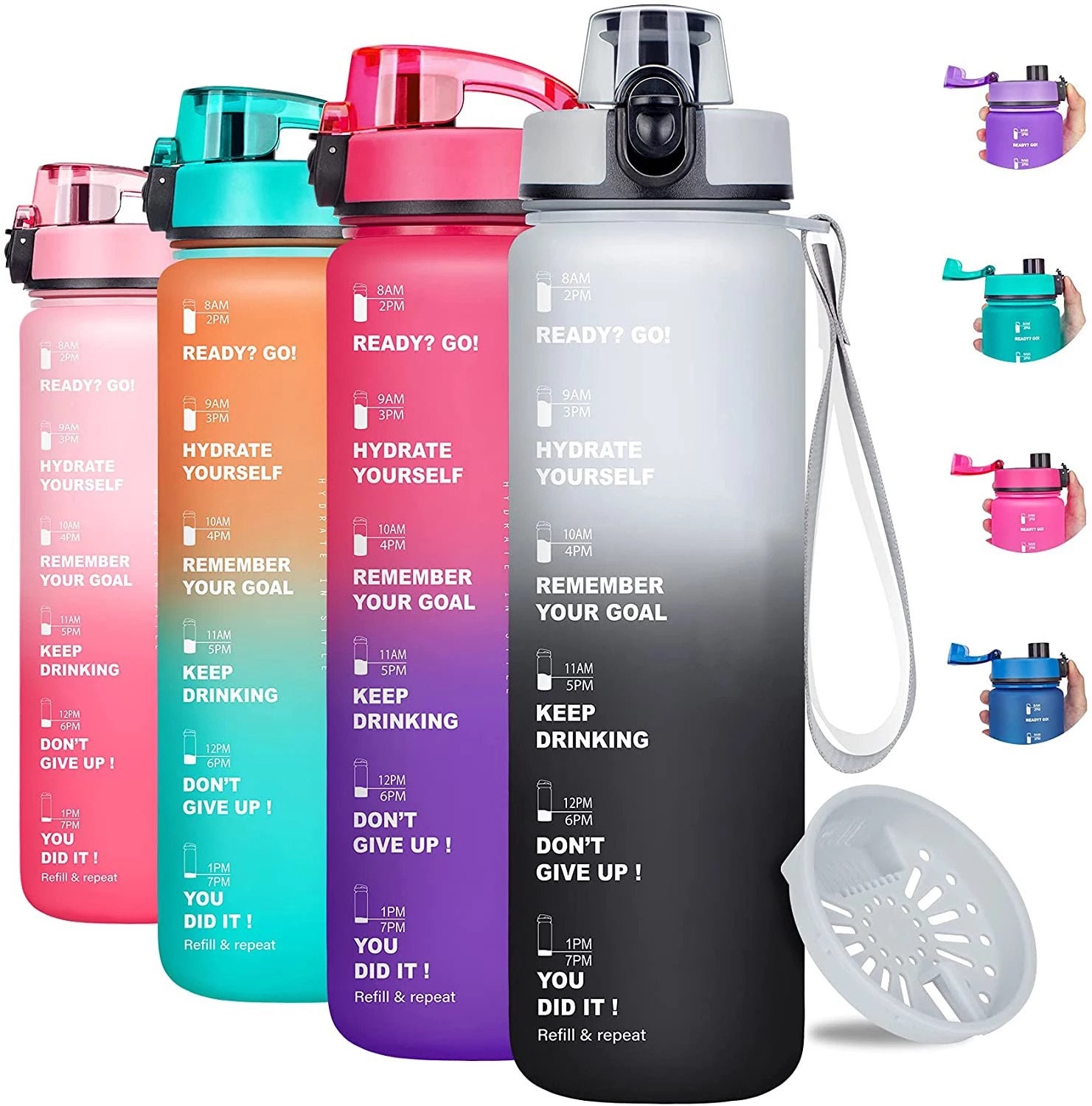 ReaNea Water Bottle 24 fl oz Pack of 2, Sport Water Bottles, BPA Free,  Reusable Clear Water Bottles