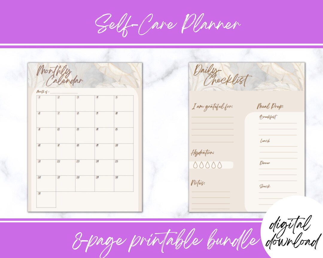 Digital Download Self Care Planner Checklist for Mental Health, Daily ...