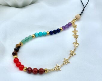 Lanyard 7 chakras, llavero, accesorio celular, accesorio multiusos, energético de 7 chakras