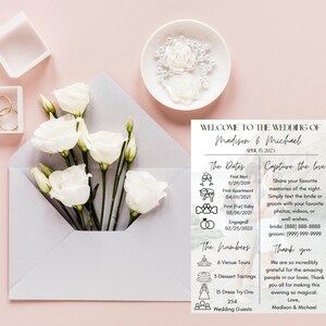 Fun Wedding Infographic Template, Wedding Thank You Printable, Instant Download Editable Through Canva, 5x7 Wedding Infographic Template