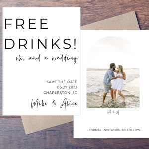 Funny Save the Date Wedding Invite Template, Customizable Save The Date Template with Photo, Instant Download, Print at Home