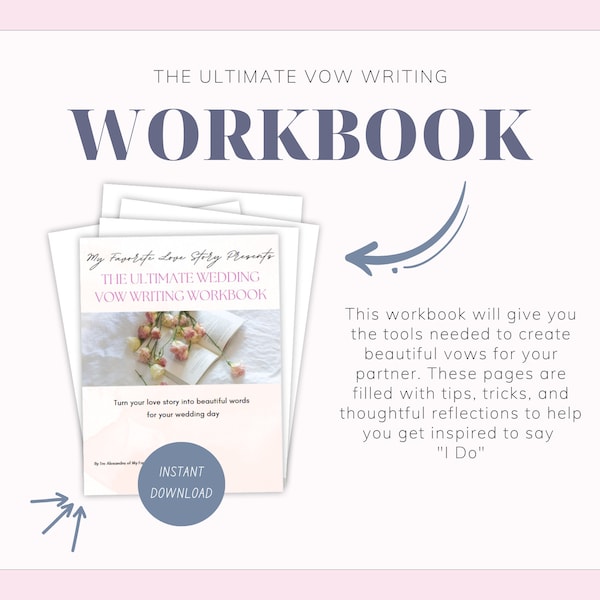 Wedding Vow Writing Workbook, Personalized Wedding Vow Writing, Write Your Own Wedding Vows Through Thoughtful Prompts and Exercises, Ebook