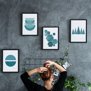 Four Elements Wall Art (SET OF 4), Water/Fire/Earth/Air, Wall Décor, Geometric, Prints, Nature, Instant Download