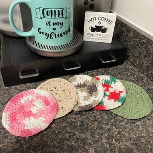 Crocheted Coaster, 100% Cotton, Washable, Mug Coaster, Boho, Home Decor, Handmade, Gift, Gift Set, Build Your Own Set