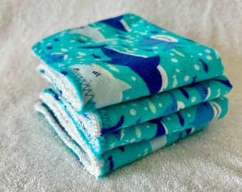 Infant Baby Washcloths Sharks Shower Gift Set of 4