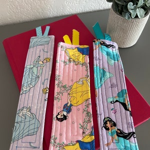 Set of 3 Fabric Quilted Bookmarks Disney Princess