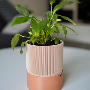 Vaso autoirrigável RILLIA – Vaso moderno impresso em 3D com pavio e bandeja | Vaso minimalista para plantas de interior | Decoração ecológica para casa